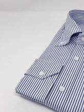 Carica l'immagine nel visualizzatore di Gallery, Camicia Bacchetta Blu Seersucker Collo Francese