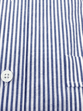 Carica l'immagine nel visualizzatore di Gallery, Camicia Bacchetta Blu Seersucker Collo Francese