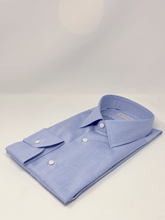 Carica l'immagine nel visualizzatore di Gallery, Camicia Dobby azzurro cotone Collo Italiano