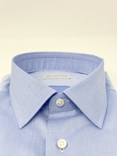 Carica l'immagine nel visualizzatore di Gallery, Camicia Dobby azzurro cotone Collo Italiano