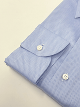 Carica l'immagine nel visualizzatore di Gallery, Camicia Dobby azzurro cotone Collo Italiano