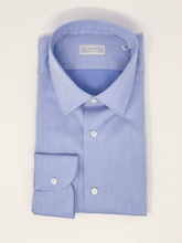 Carica l'immagine nel visualizzatore di Gallery, Camicia Dobby azzurro cotone Collo Italiano