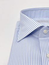 Carica l'immagine nel visualizzatore di Gallery, Camicia Gessato Azzurro Royal Oxford Collo Saint Tropez