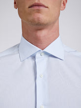 Carica l'immagine nel visualizzatore di Gallery, Camicia Uomo LDC01 Cotone Popeline Riga Azzurro