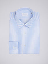 Carica l'immagine nel visualizzatore di Gallery, Camicia Uomo LDC03 Cotone Fil-à-fil Riga Azzurro