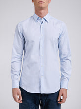 Carica l'immagine nel visualizzatore di Gallery, Camicia Uomo LDC03 Cotone Fil-à-fil Riga Azzurro