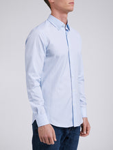 Carica l'immagine nel visualizzatore di Gallery, Camicia Uomo LDC03 Cotone Fil-à-fil Riga Azzurro