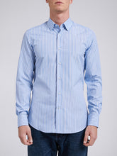 Carica l'immagine nel visualizzatore di Gallery, Camicia Uomo LDC03 Cotone Fil-à-fil Riga Blu