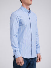 Carica l'immagine nel visualizzatore di Gallery, Camicia Uomo LDC03 Cotone Fil-à-fil Riga Blu