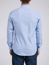 Carica l'immagine nel visualizzatore di Gallery, Camicia Uomo LDC03 Cotone Fil-à-fil Riga Blu
