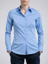 Carica l&#39;immagine nel visualizzatore di Gallery, Camicia Donna Cotone Stretch Riga Blu

