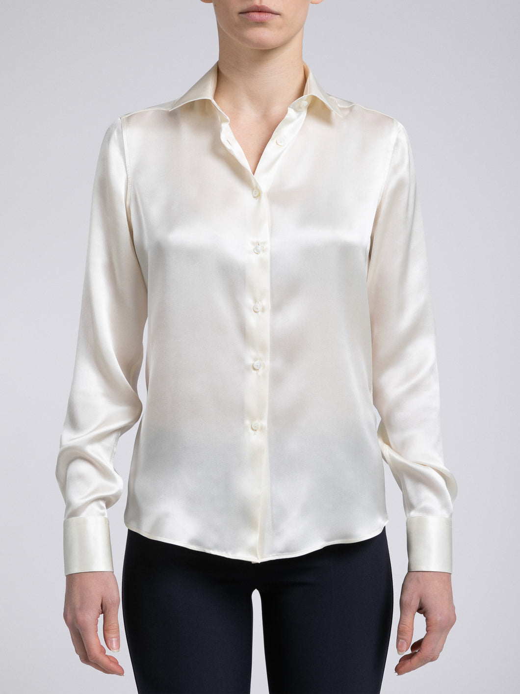 Camicia Donna Seta Avorio Satin