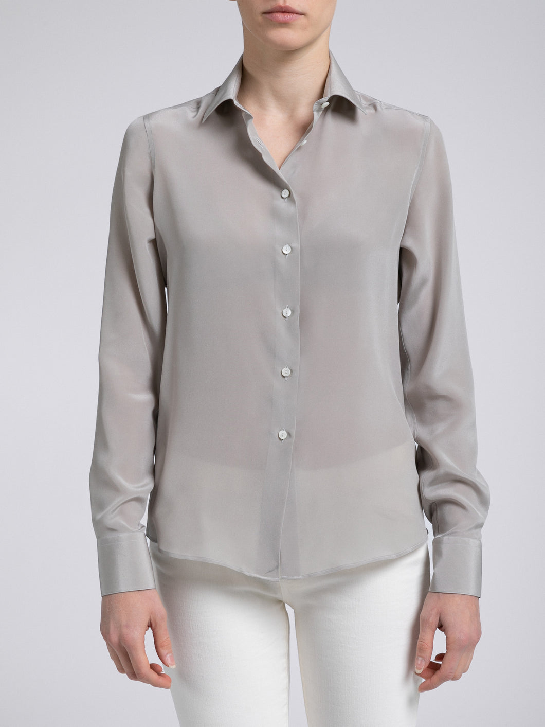 Camicia Donna Seta Tortora