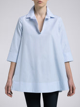 Carica l&#39;immagine nel visualizzatore di Gallery, Blusa Donna Elaine Cotone Riga Azzurra
