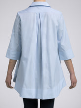 Carica l&#39;immagine nel visualizzatore di Gallery, Blusa Donna Elaine Cotone Riga Azzurra
