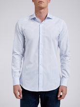 Carica l&#39;immagine nel visualizzatore di Gallery, Camicia Uomo LDC01 Cotone Popeline Riga Azzurro
