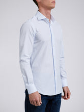 Carica l&#39;immagine nel visualizzatore di Gallery, Camicia Uomo LDC01 Cotone Popeline Riga Azzurro
