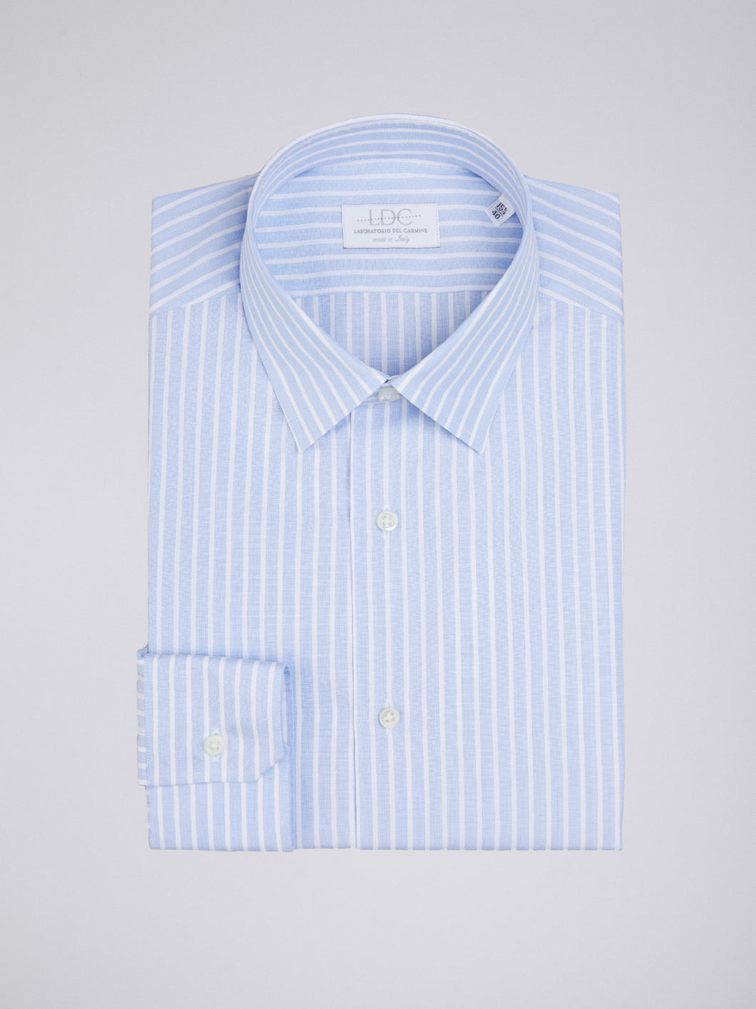 Camicia Uomo LDC03 Cotone Fil-à-fil Riga Azzurro