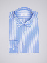 Carica l&#39;immagine nel visualizzatore di Gallery, Camicia Uomo LDC03 Cotone Fil-à-fil Riga Blu
