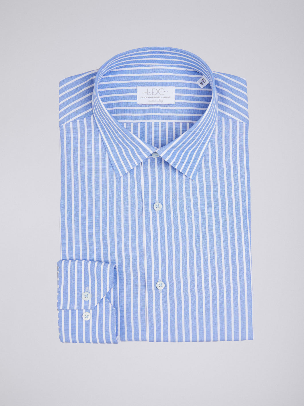 Camicia Uomo LDC03 Cotone Fil-à-fil Riga Blu